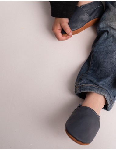 Weiche Leder-Baby-Slipper - Navy