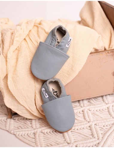 Weiche Leder-Baby-Slipper - verträumtes Blau