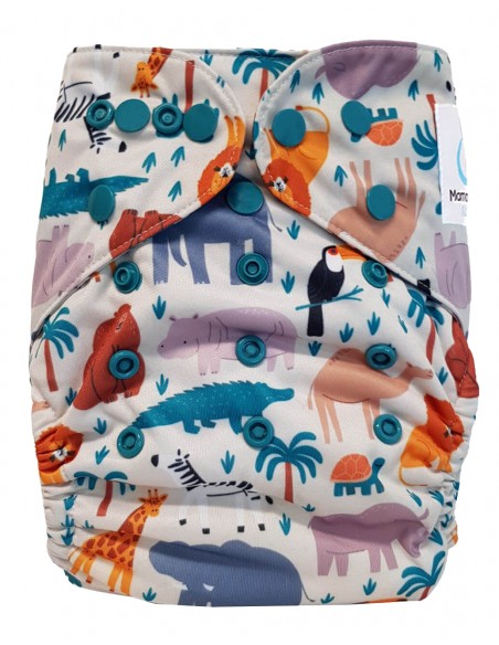 Baby Pocket diaper while an animal motif of the savannah