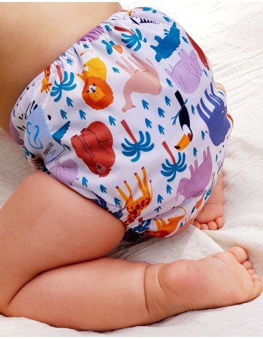 Couche Lavable Tout en deux TE2 avec système évolutif motif Nino le baleineau
