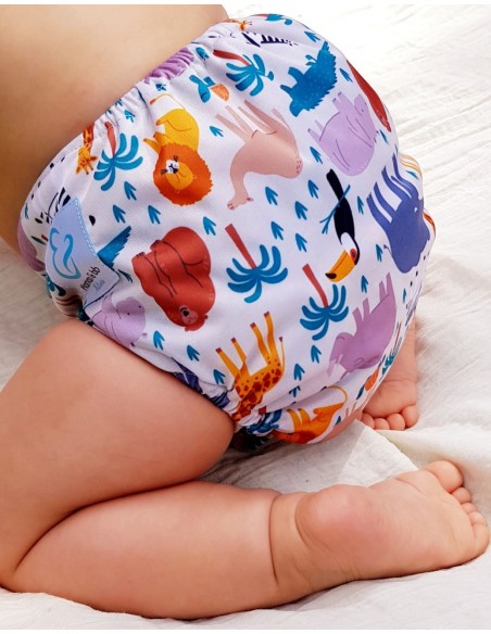 Couche Lavable Tout en deux TE2 avec système évolutif motif Nino le baleineau
