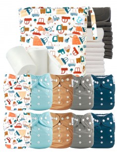 Complete Pack washable diapers Bamboo Inserts Waterproof Bag and Protective Sails