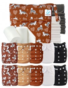 Complete Pack washable diapers Bamboo Inserts Waterproof Bag and Protective Sails