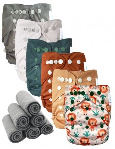 Lot 6 Cover diapers while two Cover diaper with double pods + bamboo inserts