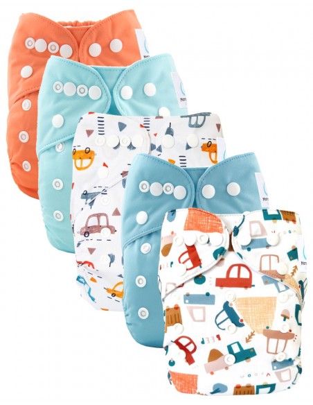 Lot de 5 couches lavables évolutives avec leur inserts ultra absorbants