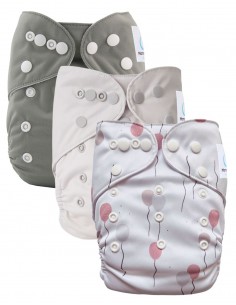 Lot de 3 couches lavables évolutives et leur insert en microfibre ultra absorbants