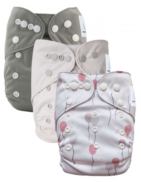 Lot de 3 couches lavables évolutives et leur insert en microfibre ultra absorbants