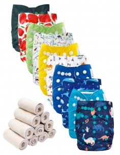 Lot de 10 Couches lavables te1 évolutives et inserts