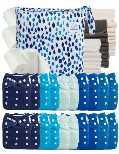 Mega Pack 20 pocket diapers + inserts + protective sails and its waterproof bag