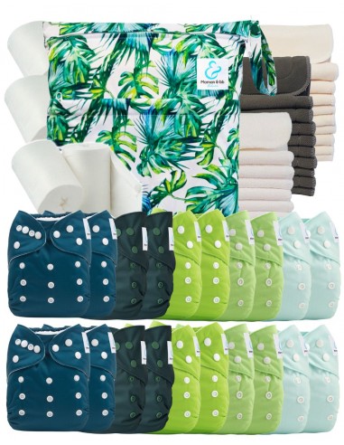 Mega Pack 20 pocket diapers + inserts + protective sails and its waterproof bag
