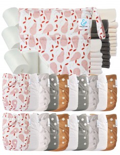 Mega pack 20 couches lavables + inserts + voiles de protection et son sac imperméable