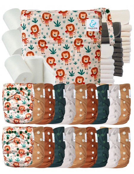 Mega pack 20 couches lavables + inserts + voiles de protection et son sac imperméable