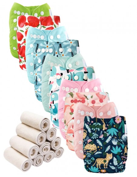 Lote de 10 capas lavables TE1 escalable e inserta tonos rosados