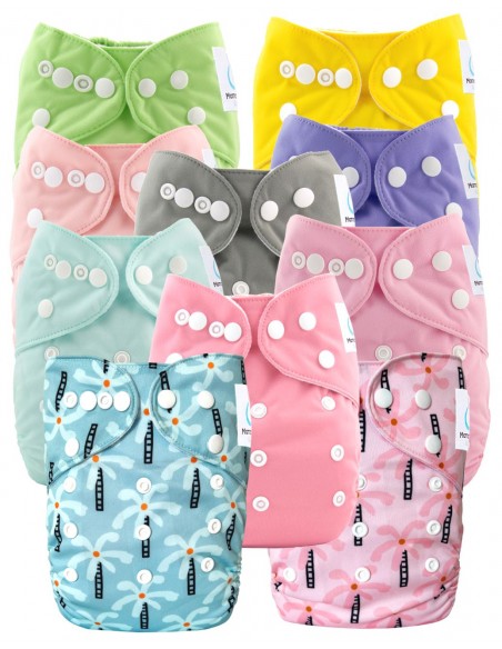 Lot de 10 de Couches lavables te1 évolutives et inserts tons roses