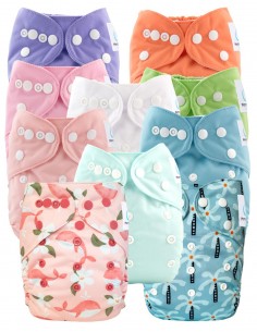 Lot de 10 de Couches lavables te1 évolutives et inserts tons roses