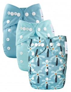 Lot de 3 couches lavables évolutives et leur insert en microfibre ultra absorbants