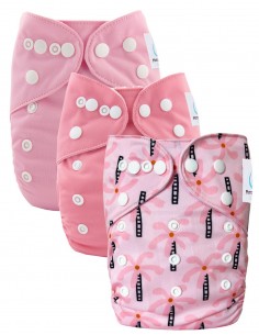 Lot de 3 couches lavables évolutives et leur insert en microfibre ultra absorbants