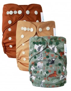 Set van 3 windeln Schaalbaar wasbaar en hun ultra-absorberende microfiber-inzetstuk
