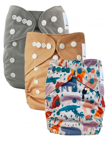 Lot de 3 couches lavables évolutives et leur insert en microfibre ultra absorbants