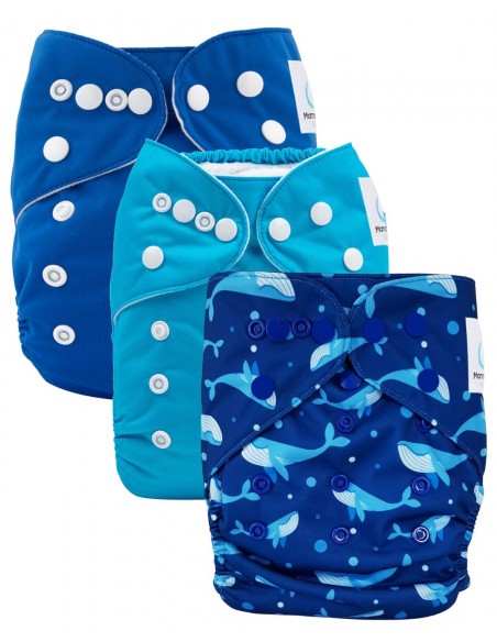 Lot de 3 couches lavables évolutives et leur insert en microfibre ultra absorbants