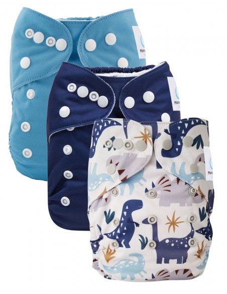 Lot de 3 couches lavables évolutives et leur insert en microfibre ultra absorbants