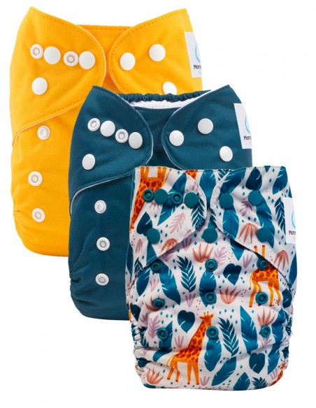 Lot de 3 couches lavables évolutives et leur insert en microfibre ultra absorbants