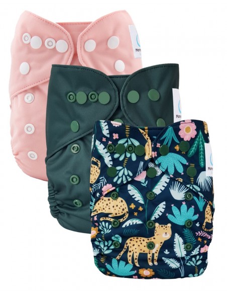 Lot de 3 couches lavables évolutives et leur insert en microfibre ultra absorbants