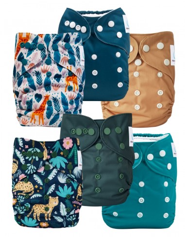 Lot de Couches lavables te1 évolutives et inserts motifs Scandinaves