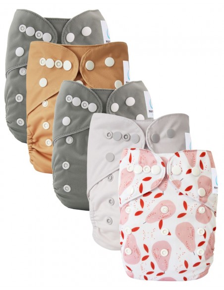 Set of 5 Scalable Pockets Diapers with their ultra-absorbent inserts
