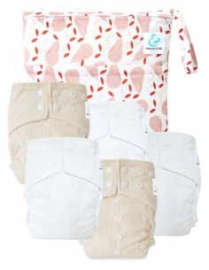 lot of 5 Evolutionary Full Washable Diapers All in one with Bamboo Insert and Double Gousts
