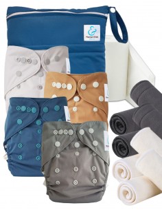 Kit de lanzamiento pañales Inicio lavable y go tE2 con inserciones de bambú