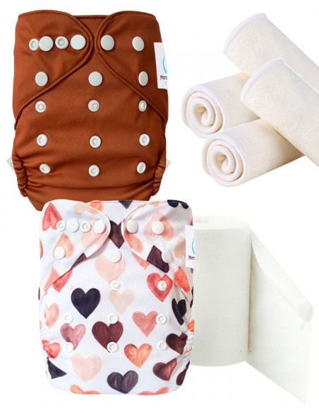 pack découverte , kit de démarrage couches lavables insert et feuillets de protection