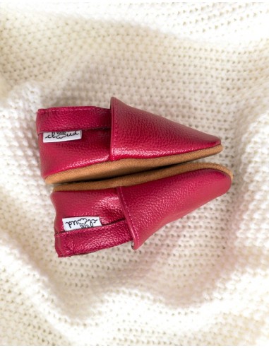 Weiche Leder-Baby-Slipper - Kirsche