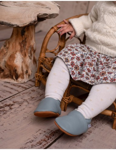 Soft Leather Baby Slipper - Dreamy Blue