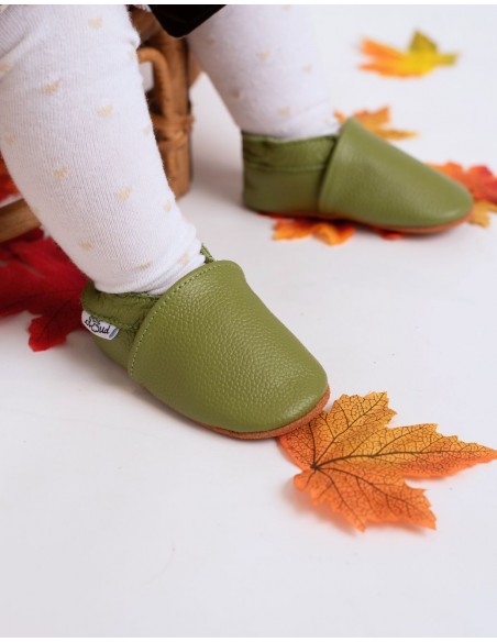 Chausson bébé en cuir souple - Jungle