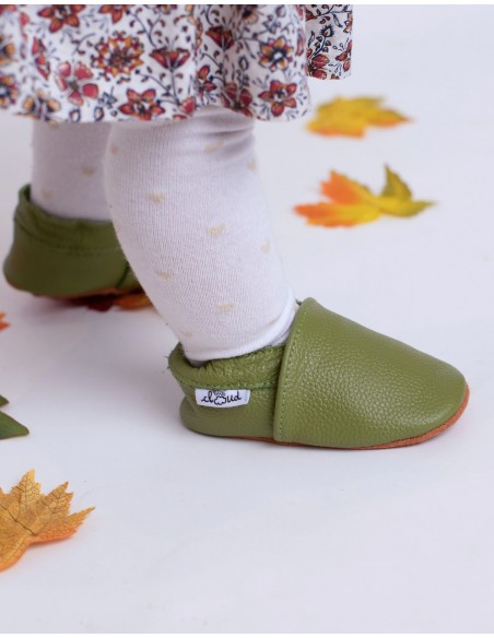 Chausson bébé en cuir souple - Jungle