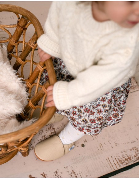 Soft Leather Baby Slipper - Cream