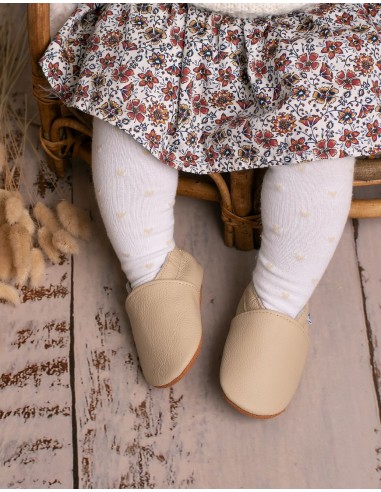Soft Leather Baby Slipper - Cream