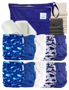 Complete Pack Layable Layables TE2 + 10 Bamboo Inserts + 10 Charcoal Inserts + Waterproof Bag + Protective Sails