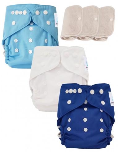 Conjunto de 3 capas lavables lavables Oeko Tex y 3 inserciones de algodón Oeko Tex