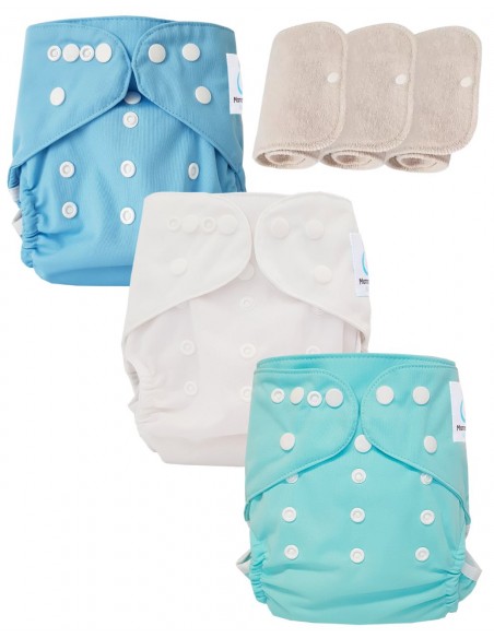 Set of 3 washable washable layers Oeko Tex and 3 cotton inserts Oeko Tex