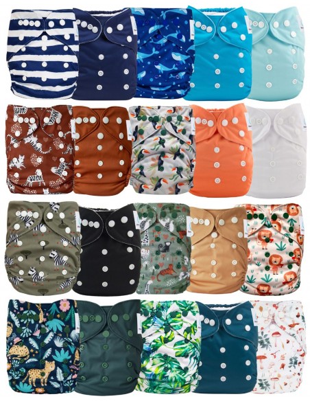 Lot of 20 scalable washable layers boy + 20 inserts