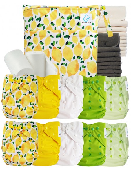 Vollpaket windeln Waschbare TE2 + 10 Bambuseinsätze + 10 Kohle-Einsätze + Wasserdichte Tasche + Schutzsegeln