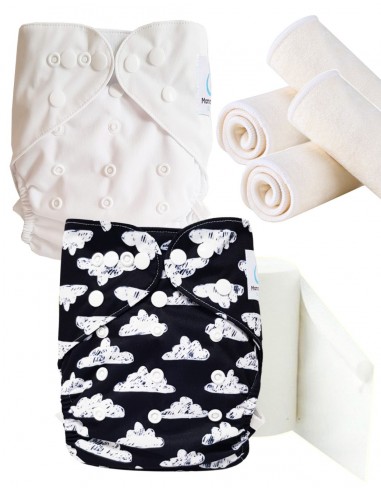 pack découverte , kit de démarrage couches lavables insert et feuillets de protection