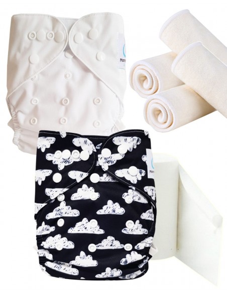 pack découverte , kit de démarrage couches lavables insert et feuillets de protection