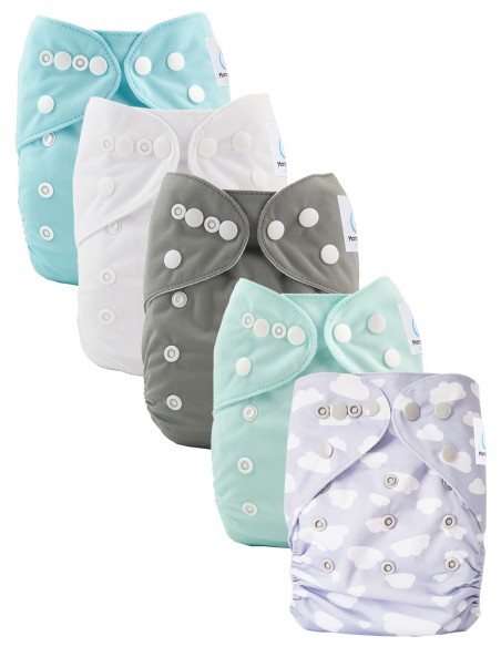 Lot de 5 couches lavables évolutives avec leur inserts ultra absorbants