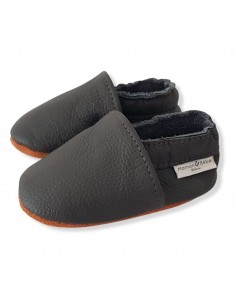 Weiche Leder-Baby-Slipper - Slate
