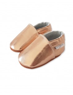 Weiche Leder-Baby-Slipper - Rosa Gold