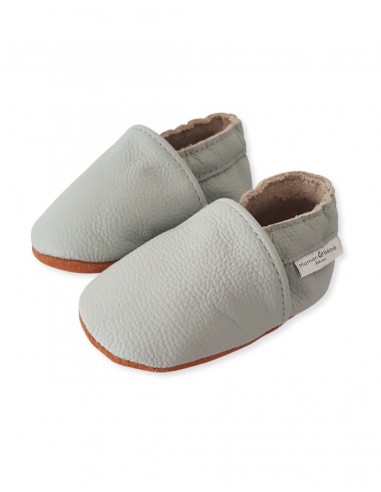 United Weiche Leder Baby Slipper - Grau Blau