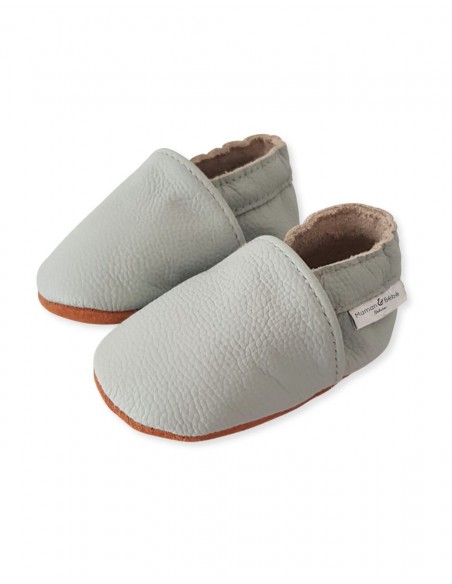 United Soft Leather Baby Slipper - Gray Blue
